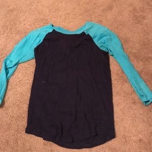 PINK blue baseball tee
